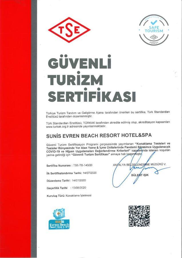 Sunis Evren Beach Resort Hotel & Spa Side Exterior foto